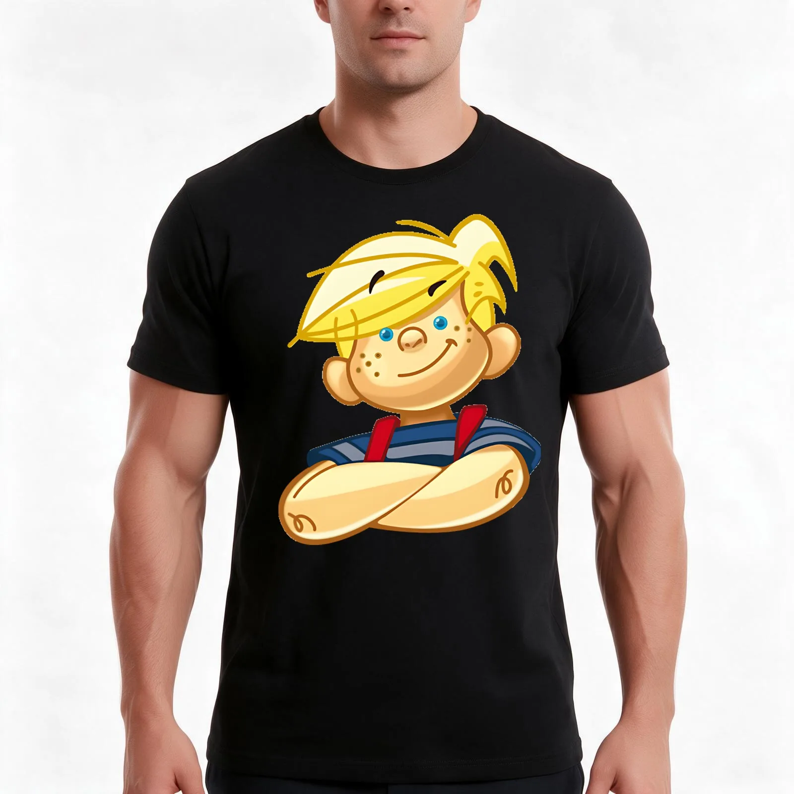 Dennis The Menace Cartoon blue eyes T-Shirt, Summer Casual Cotton Tee, Oversized Streetwear Tops, Vintage Graphic Print