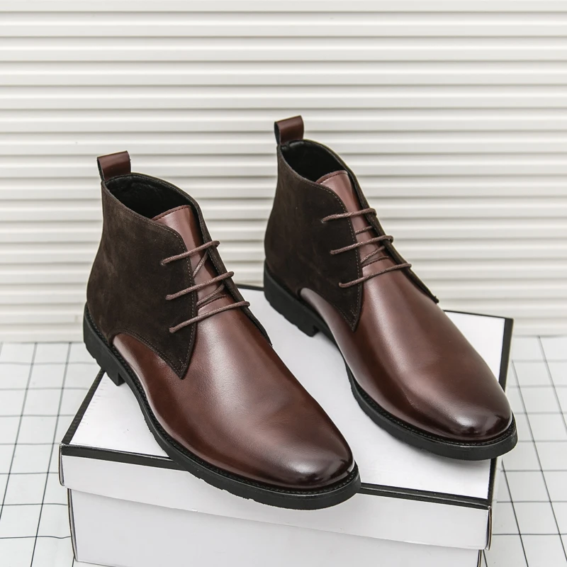 Luxury Brand Retro Chelsea Boots Comfortable Men Ankle Boots Walk Footwear British Style Cowboy Boot Fashion Casual Leather Mens