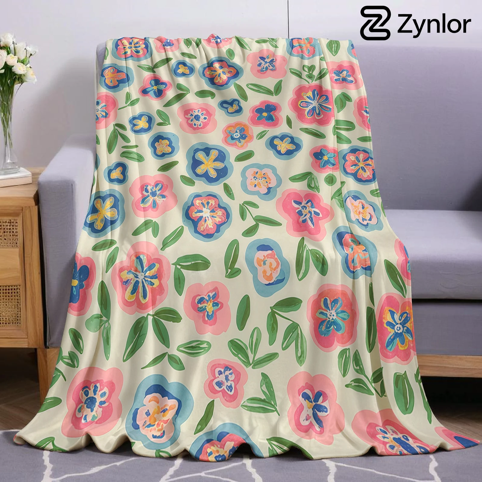 Christmas Throw Blanket - ผ้าห่มไมโครไฟเบอร์ลายดอกไม้แบบวาดด้วยมือ น้ำหนักเบา นุ่มสบาย เหมาะสำหรับคริสต์มาส ให้ความอบอุ่น ใช้ได้กับเตียง