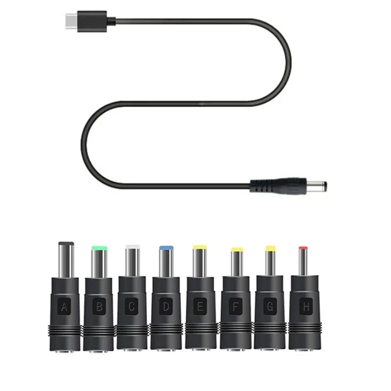 573A 8in1 USB C PD to 12V 3.5/4.0/4.8/5.5mm Power Supply Cable for Wifi Router LED Light CCTV Camera More 12V Devices