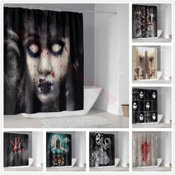 Halloween Shower Curtain Horror Bloody Hands Lip Bath Bathtub Screen For Bathroom Decor Waterproof Fabric Curtains With 12 Hooks