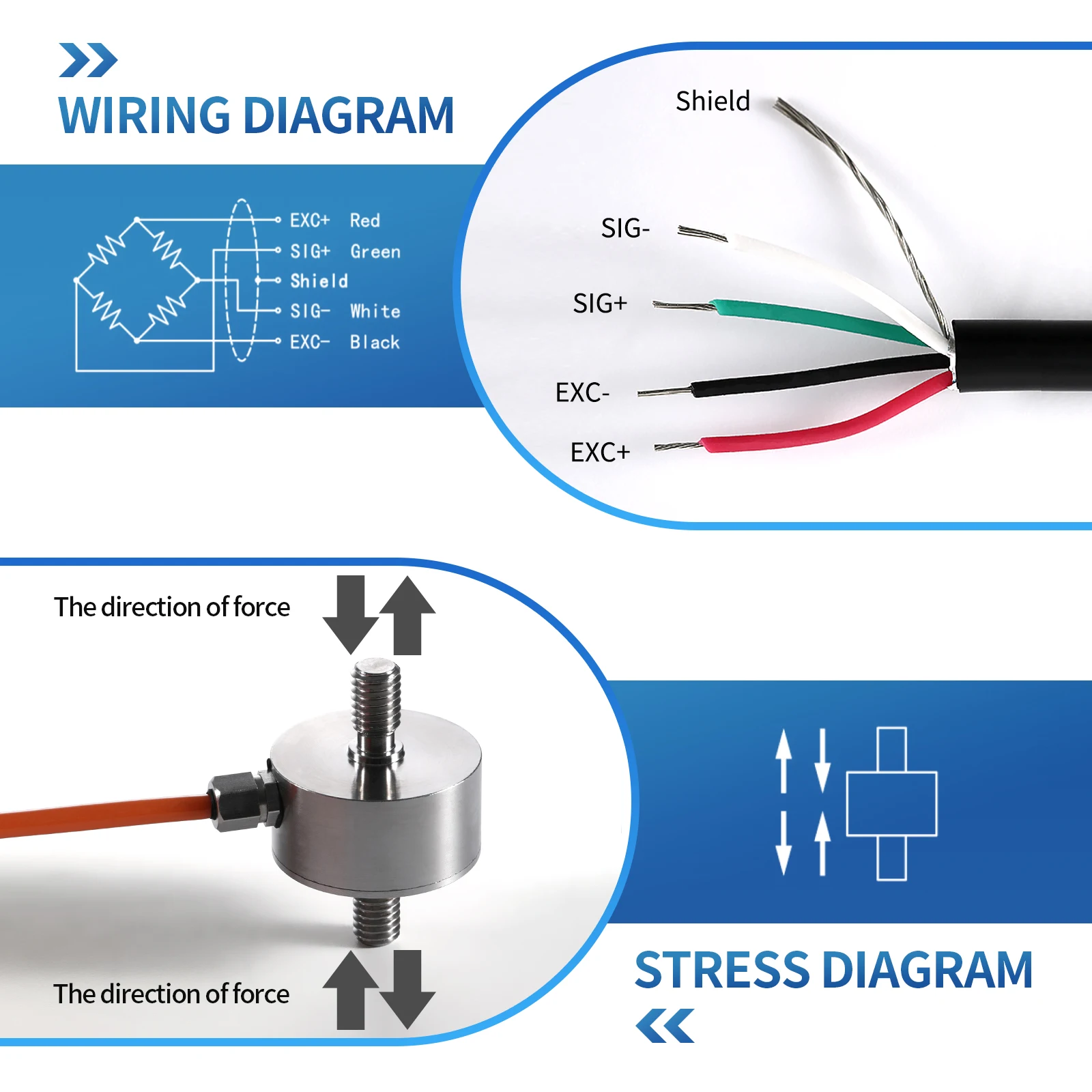 Mini Load Cell Force Weight Sensor,Test Tension Compression Force,Bellows Type Accuracy 0.02% Stainless Steel with 3m Cable