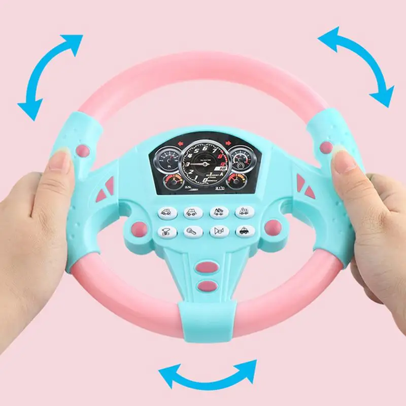 Kids Steering Wheel Toy Gift 360 Degrees Rotating Portable Simulated Driving Controller Steering Wheel With Music Lights