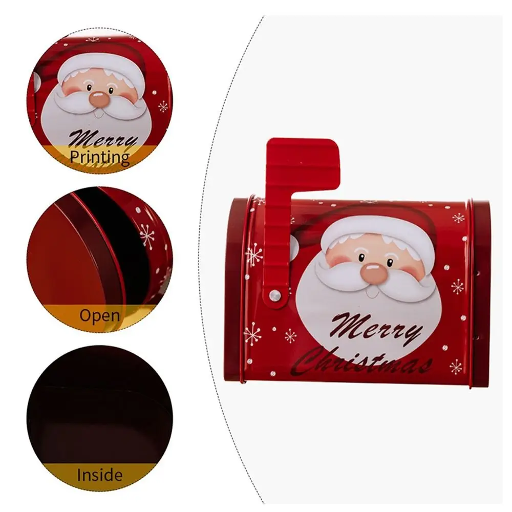 Mailbox Shaped Christmas Metal Candy Cookie Box Kids Biscuit Candies Chocolates Gift Box Large Capacity Xmas Tin Box Money Bank