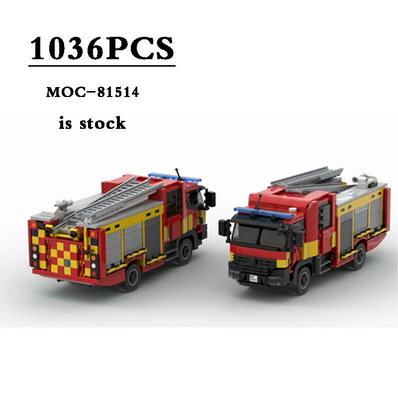 MOC-81514-Fire子供、トラック、都市、DIY、クリスマスギフト、誕生日プレゼント用のバットマンレスキュー車両ビルディングブロック、1036個