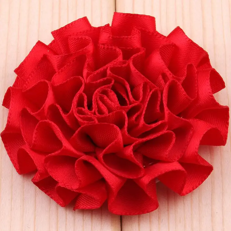 10PCS 5.5CM Satin Artificial Lace Fabric Wedding Dress Chiffon Flowers Bride Clothes Headwear Decoration