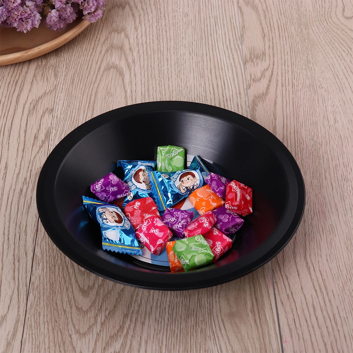 

Retro Decor Fruit Serving Bowl Music Cute for Fruits Disco Party Black Candy Record Album Bowls