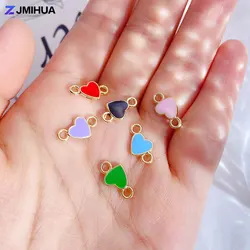 30pcs Enamel Heart Connectors Charm For DIY Handmade Bracelets Anklets Connector Jewelry Making Findings Accessories