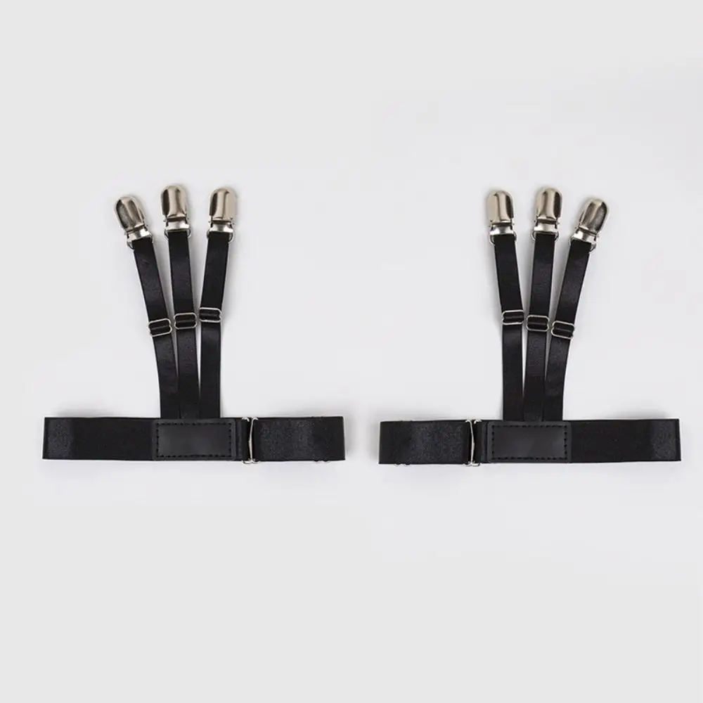 2Pcs Non-Slip Locking Clips Shirt Stays Belt Elastic Strap Locking Clamps Thigh Suspender Garter Adjustable Keep Shirt Tucked