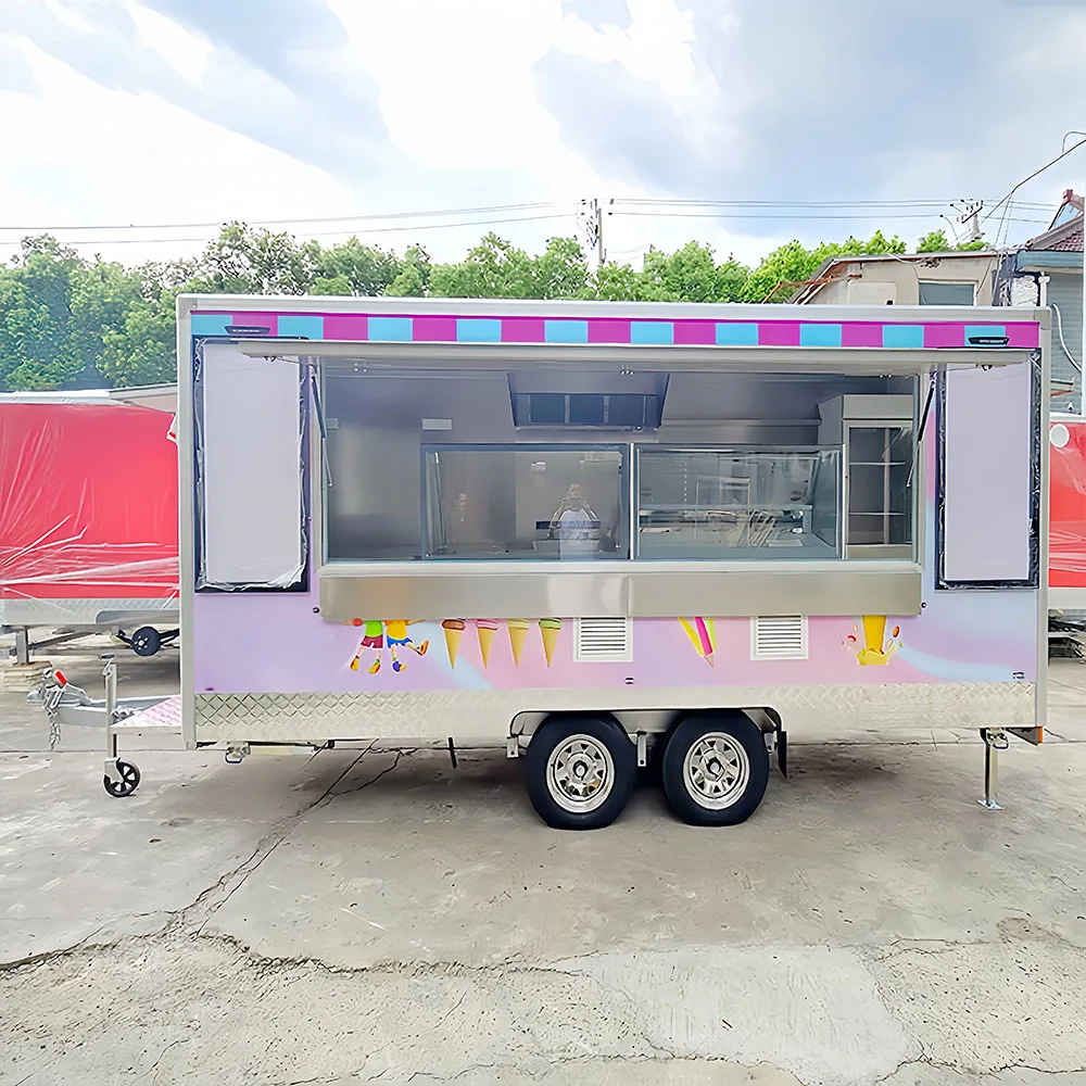 

Customized Mobile Food truck Trailer Towable Outdoor Kitchen for Fries Street Food Coffee Ice Cream