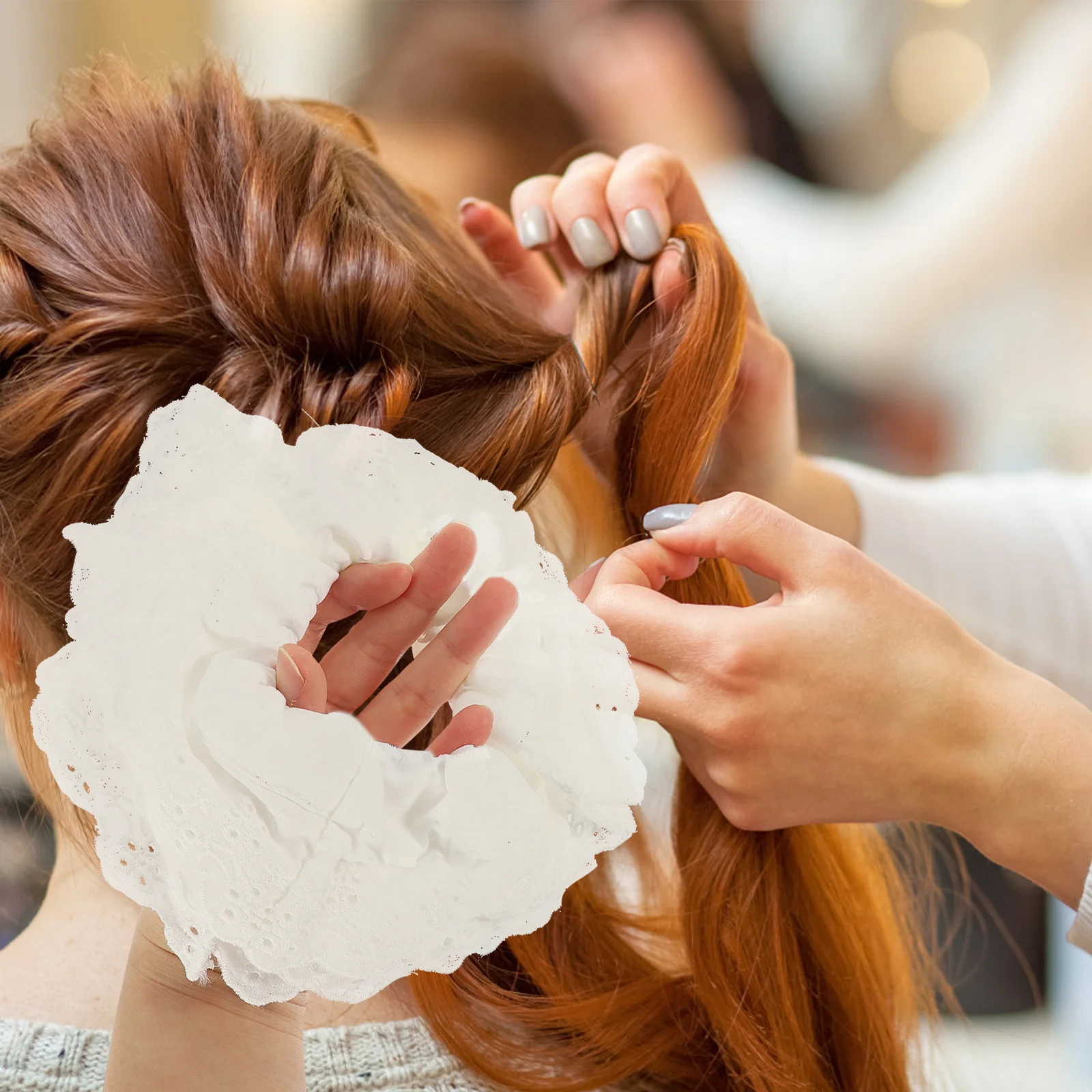 

Кружевные резинки для волос, эластичные держатели для хвоста для женщин, мягкая ткань, эластичные резинки для волос, объемные декоративные аксессуары