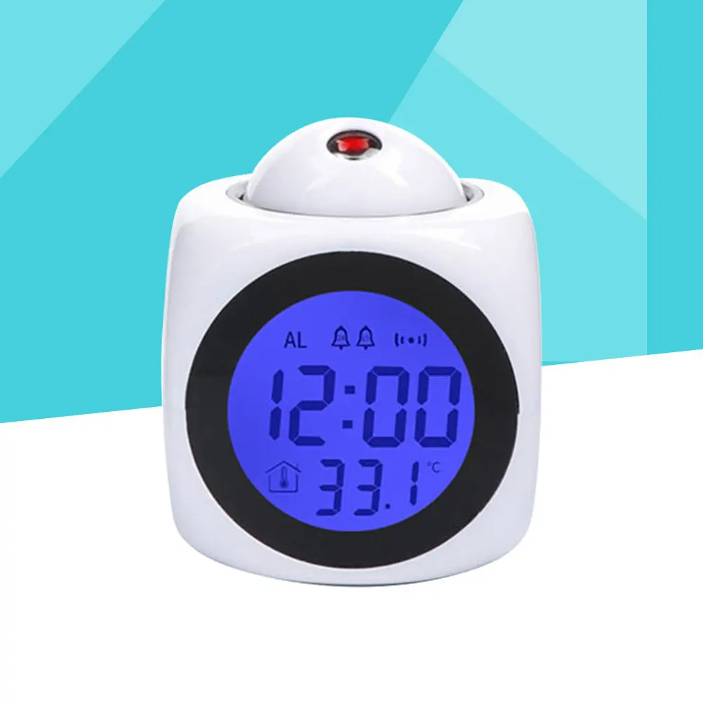 Projection Digital Alarm Clock with Red LED Wall Ceiling Time Projection Voice Talking English Hourly Chime Snooze Function