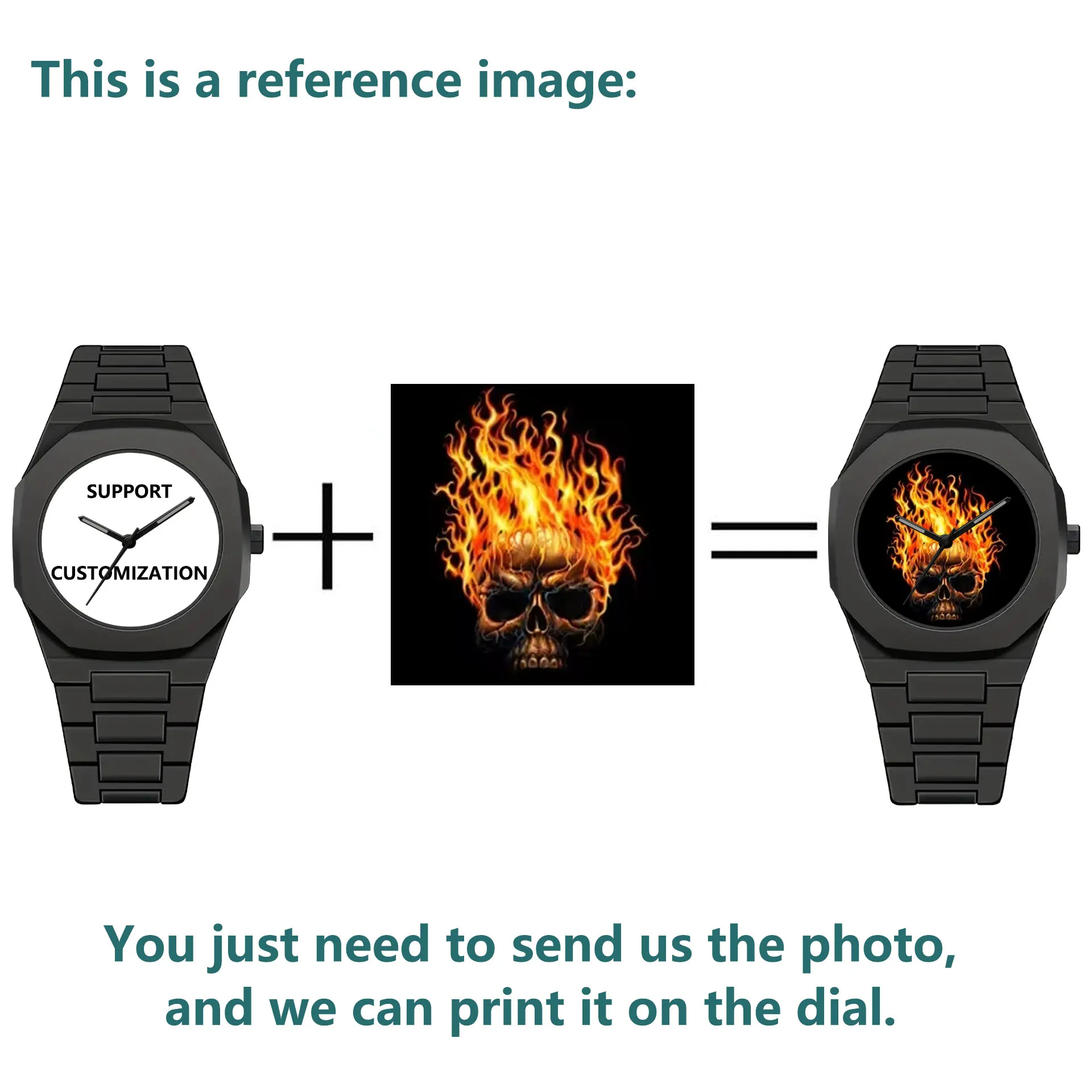 Custom Watch for Men PC Case Personalized Image Minimalist Black Watch Customization Fashion Casual Quartz Wristwatch