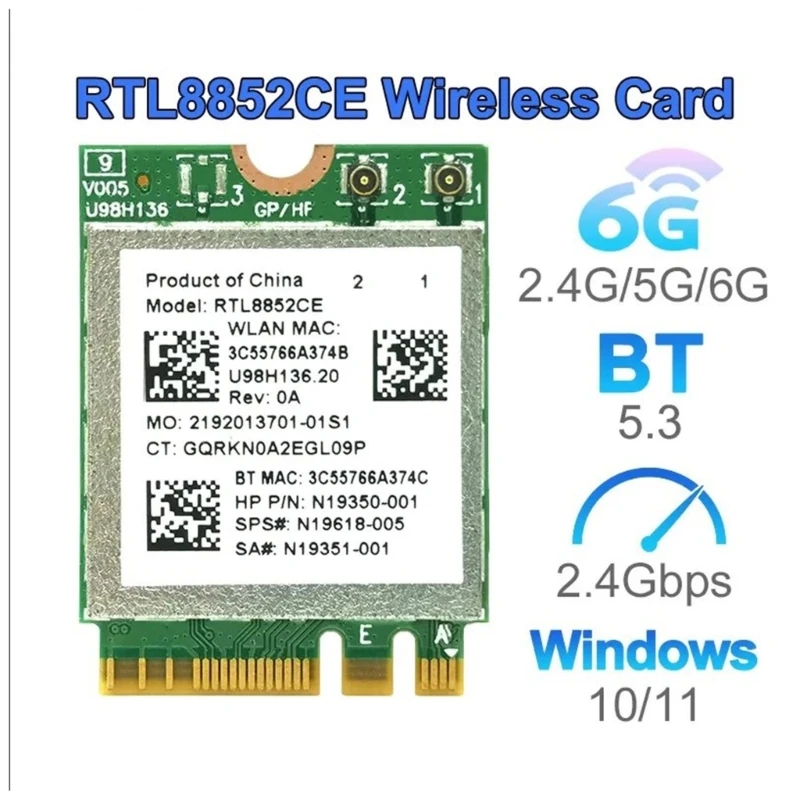 896F RTL8852CE M.2 NGFF Wireless Adapter 2.4/5/6Ghz Bluetoothcompatible5.3 5400Mbps