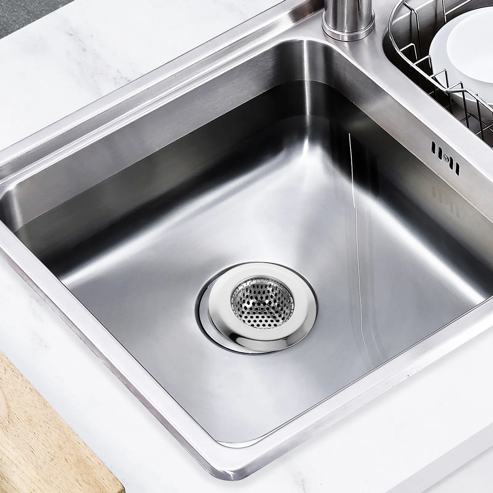 2Pcs Kitchen Sink Filter Stainless Steel Strainer Basket Curved Edge Anti Clog Guard for Smooth Drainage Sink Filter