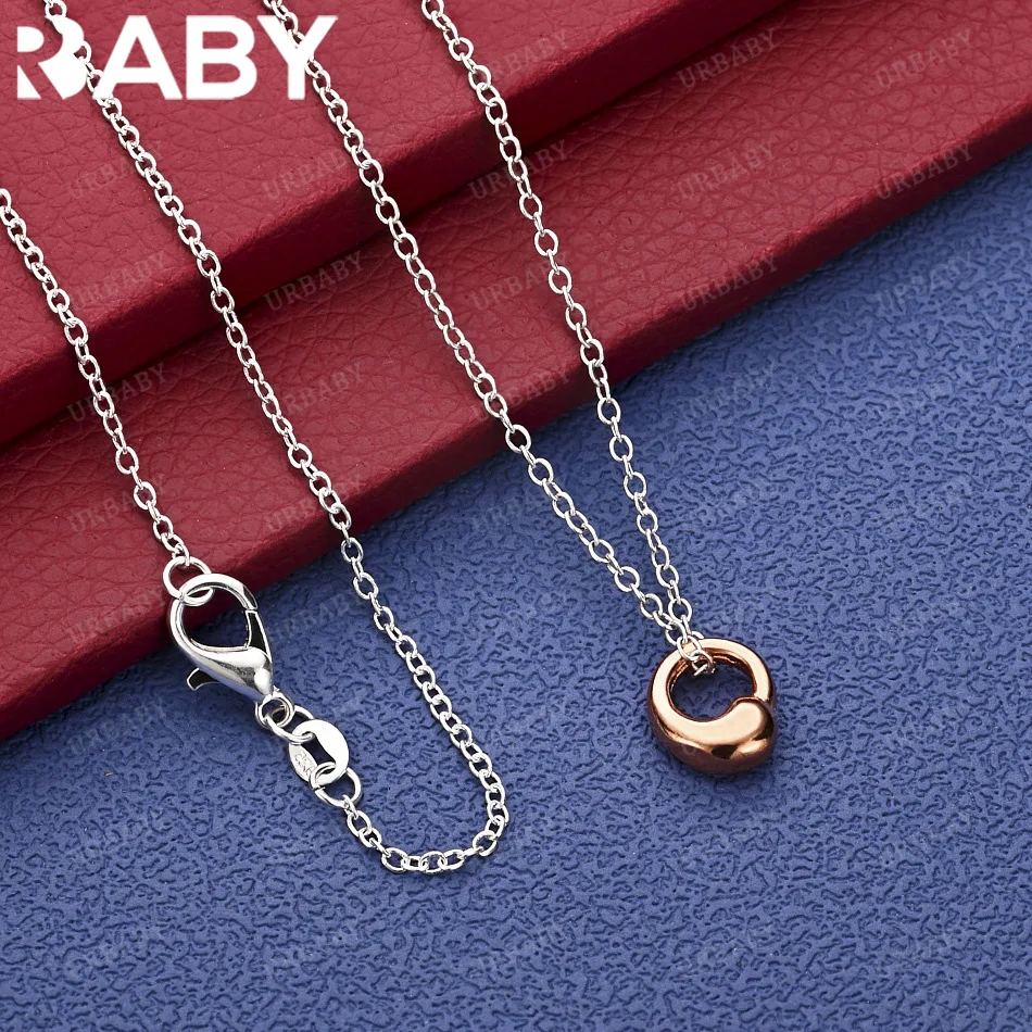

URBABY 40-75cm 925 Sterling Silver Round Pendant Necklace Charm Trend Birthday Gifts Fashion Party