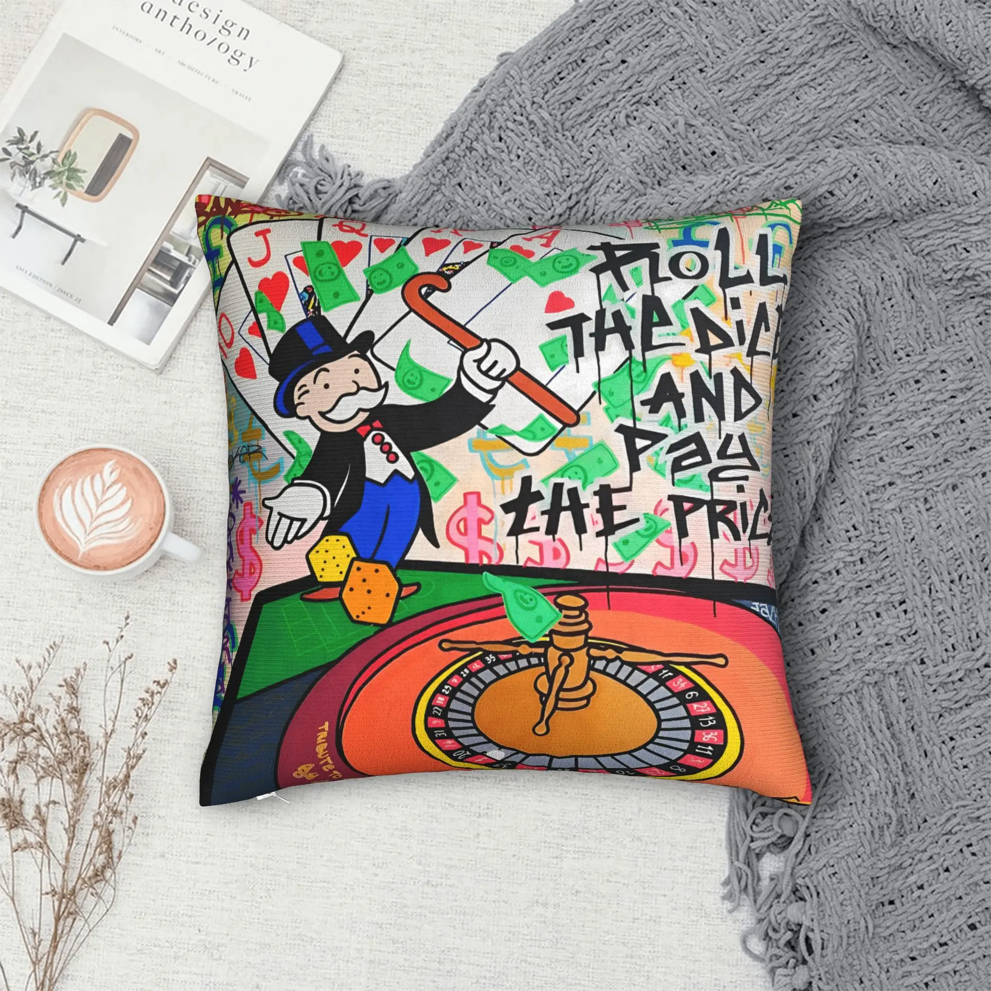 Pillow Case Roll The Dice  Monopolys Money Dance Soft  Pillow Cover For Chair Sofa Home Decor Novelty Pillowcases