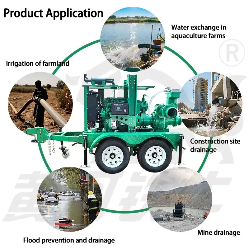 High Lift 6 Inch Farm Irrigation Movable Di esel Pump Agricultural Engine Pump Sewage Pump