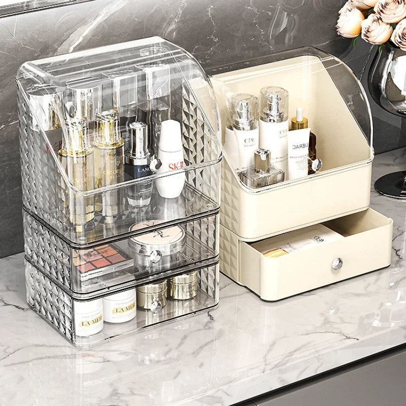 Yimijia Light Luxury Cosmetics Storage Box High-End Dustproof Makeup Organizer Desktop Drawer-Style Storage Rack Makeup