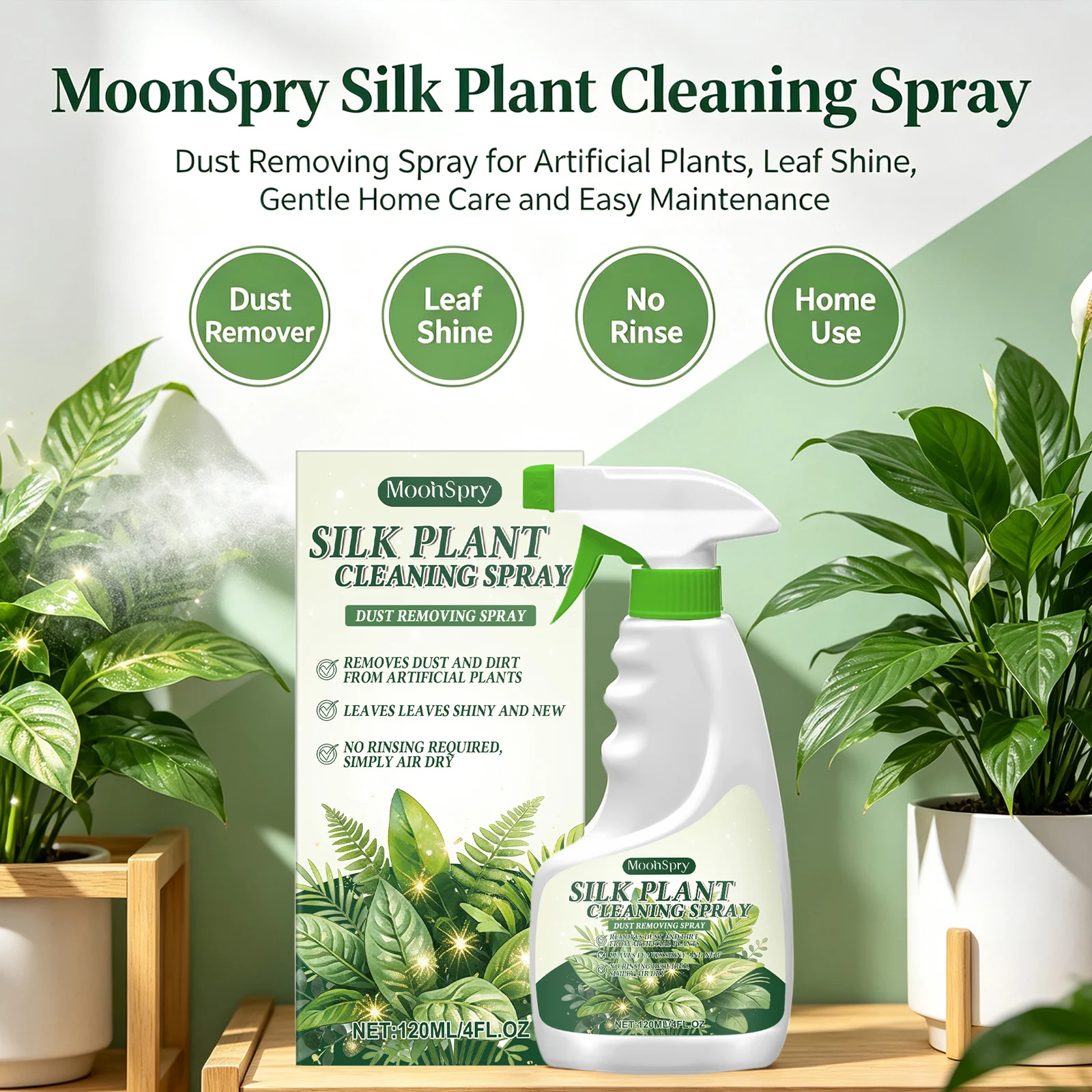 Artificial Plant Cleaning Spray Remove Dirt Restore Natural Shine Texture No Rinse Faux Plants & Silk Flowers Dust Remover Spray