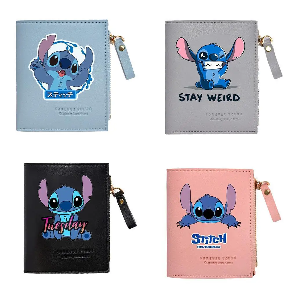 Stitch Cartoon Anime Wallet Mini Zipper Coin Wallet PU Zero Wallet Girl Birthday Gift