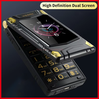 Russian Three Proof Electric Ba Double Screen Flip Up Large Button Elderly Phone Function Machine Student Phone Gift