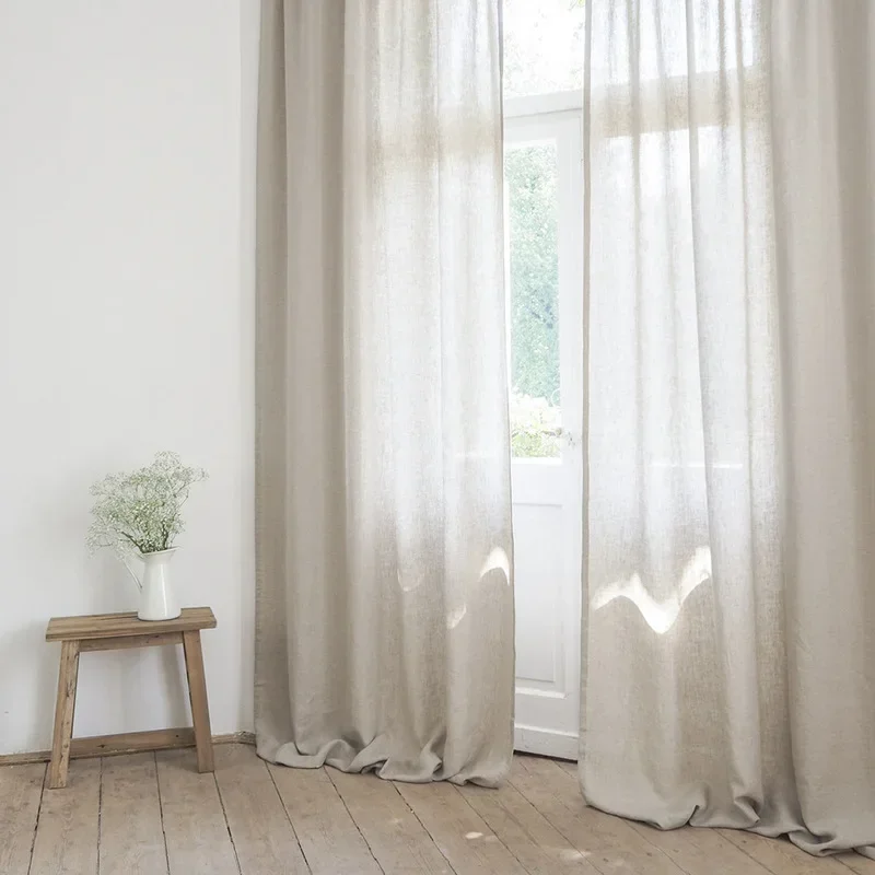 

Stone Washed Linen Flax Bedroom Curtain Linen 100% Curtain for Living Room Window Drapes for Bedroom Kitchen Curtains Kids