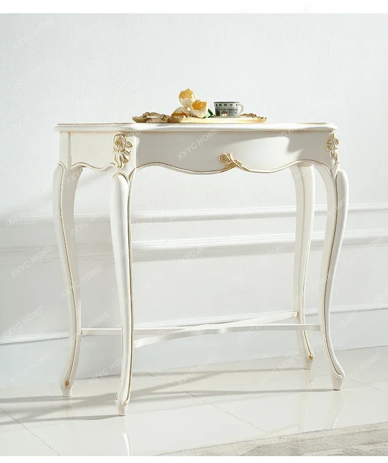 A  French pastoral style European living room entrance high-end carved partition storage Xuanguan table  model