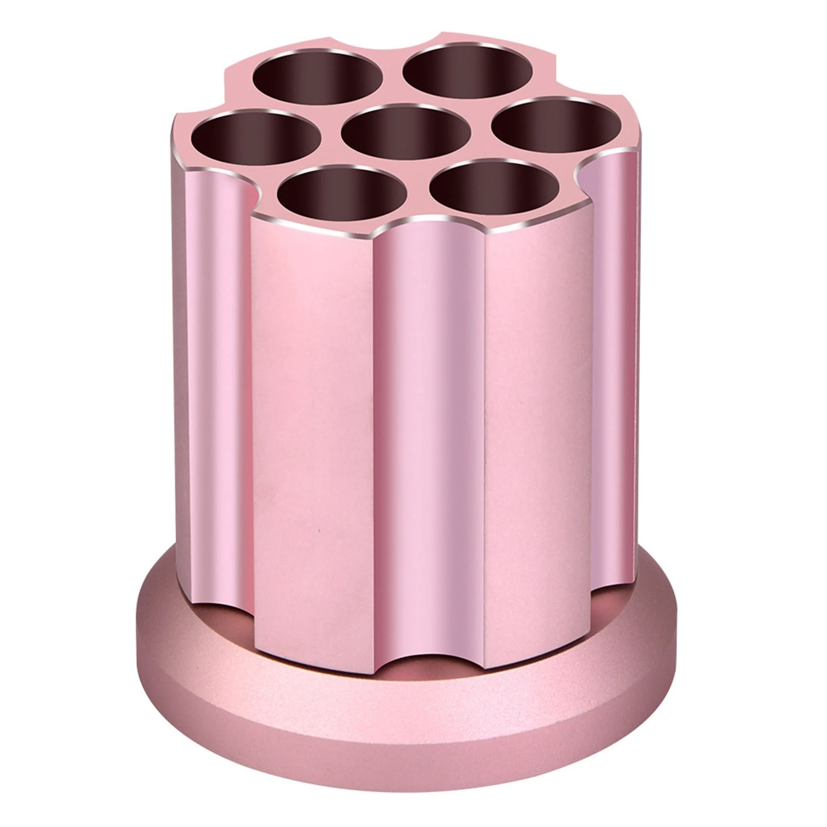 

Revolver Pen Holder with 7-Slot Cylindrical Design Heavy-Duty Non-Slip Aluminum Alloy Office Creative Ornaments B