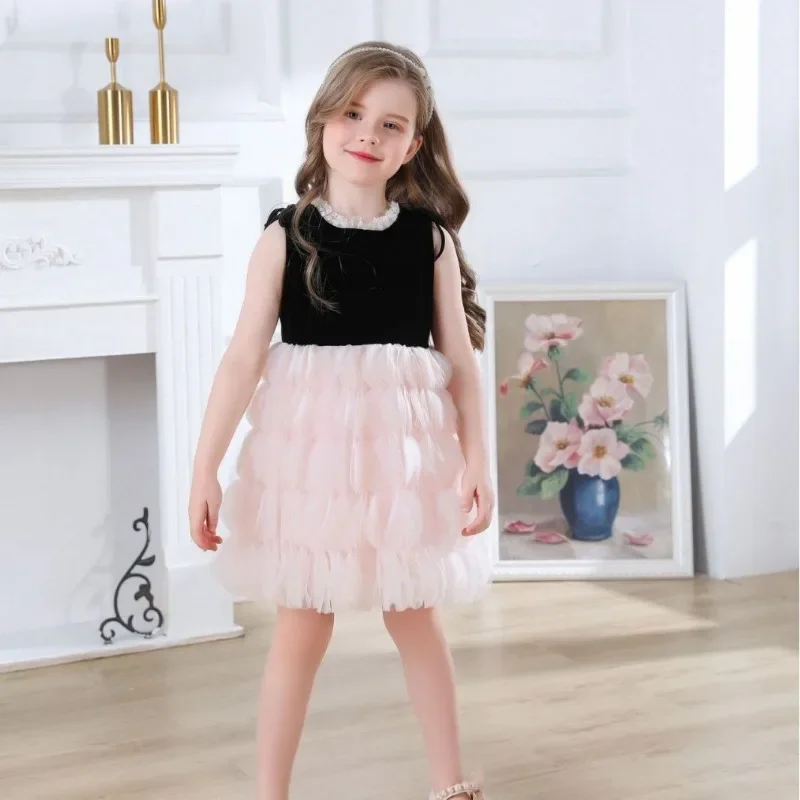 2 4 6 8 Years Old Puffy Cake Party Dress for Baby Girl Tutu Cake Smash Lace Princess Dresses New Kids Tutu Birthday Gown CC212