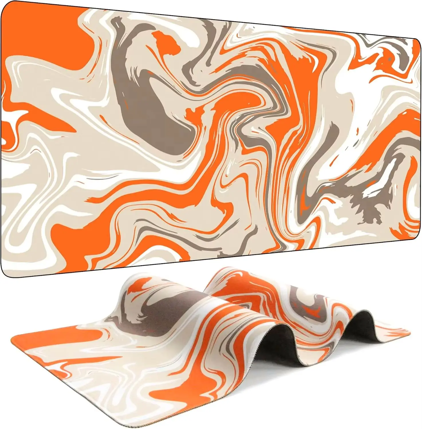 Orange Marble Gaming Mouse Pad Design Fluid Pattern Desk Mat Desk Mat for Keyboard and Mouse Suitable for Office and Home Office
