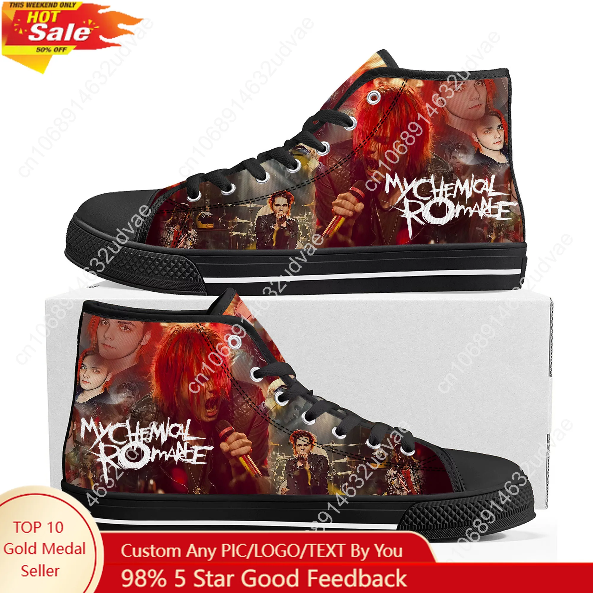 

My Chemical Romance High Top Shoes Men Women Teenager Canvas Walking Sneaker Sneakers Couple Footwear Custom Shoe Unisex Black
