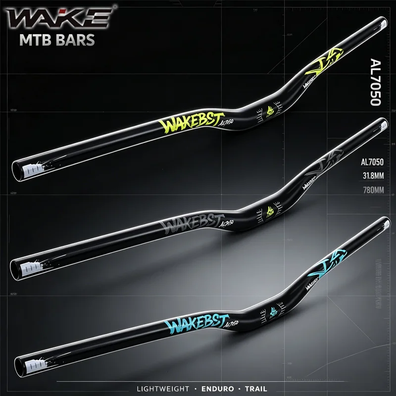 WAKE High-Intensity Downhill Cross-Country Bicycle Handlebar 31.8mm MTB Mountain Bike Aluminum Alloy 780mm Handle Bar Rise 30mm