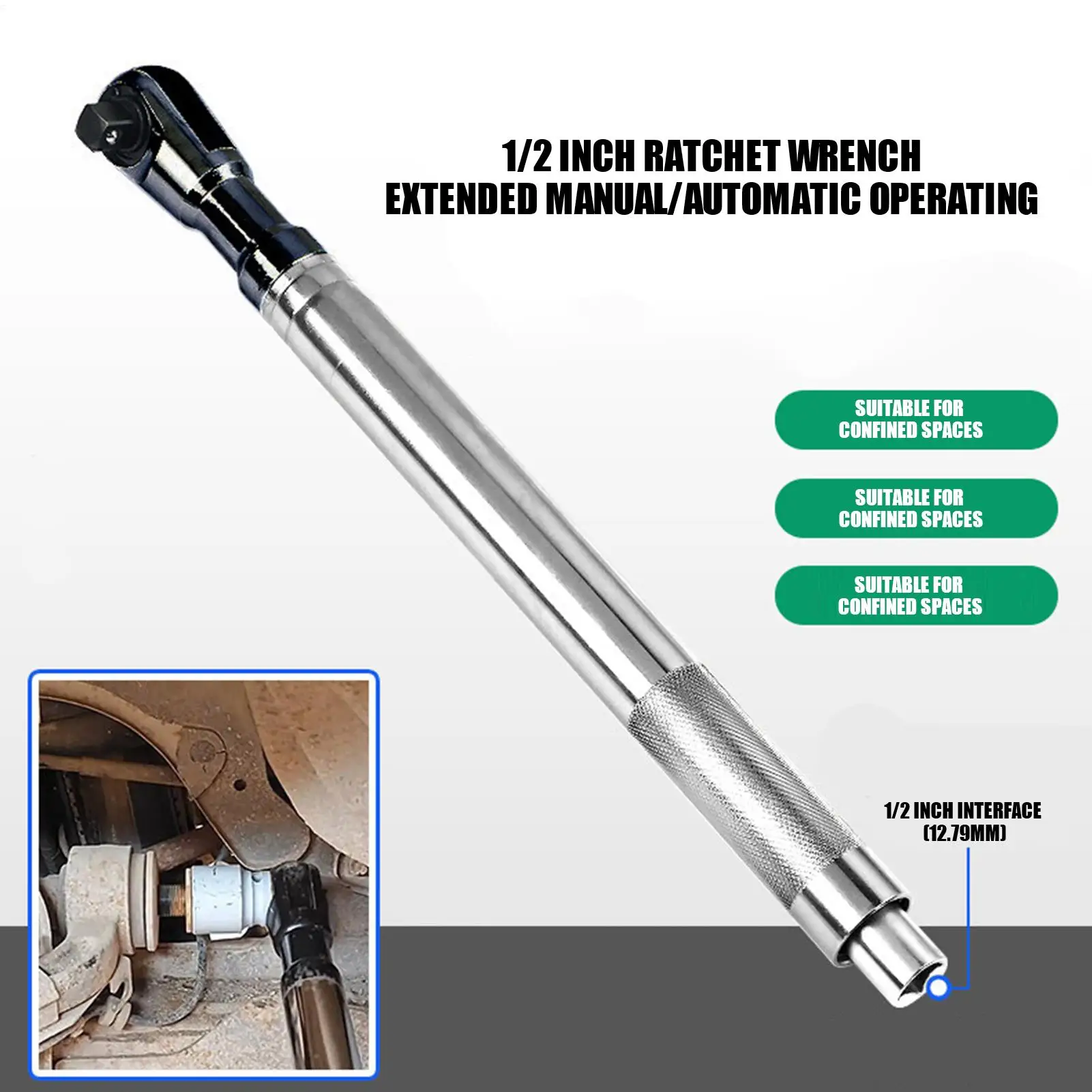 

1/2 Inch Drive Offset Wrench Extension Ratchet Extender Tool for Mechanical Maintenance Equipment Installation Home Repair