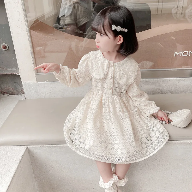 JENYA Toddler Kid Child Baby Girls White Dress Summer Pearl Lace Bow Princess Dresses Costumes Clothes Infant Dress