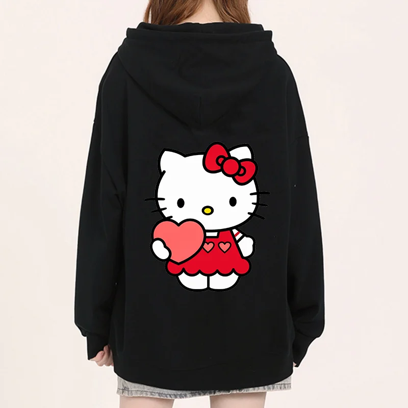 Kawaii Hello Kitty casual cute print unisex hoodie spring and autumn Sanrio cartoon casual sports street print hoodie