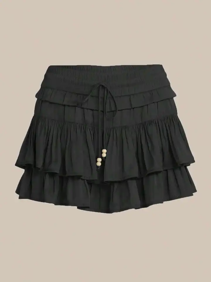 Womens High Waist Ruffle Mini Skort with Shorts