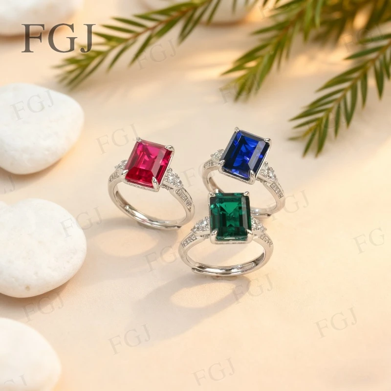 

Emerald Custom Ring 8x10mm 2.5-4.5CT Ruby/Columbia/Sapphire Ring VVS1 S925 For Christmas Birthday Wedding Luxury Presents