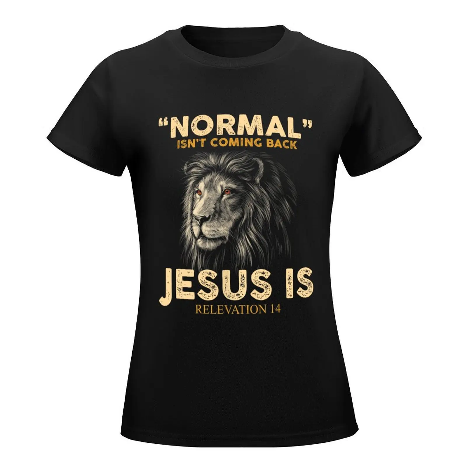 normal isn't coming back but jesus is cross christian T-Shirt summer top blacks customizeds funnys western t shirts for Women