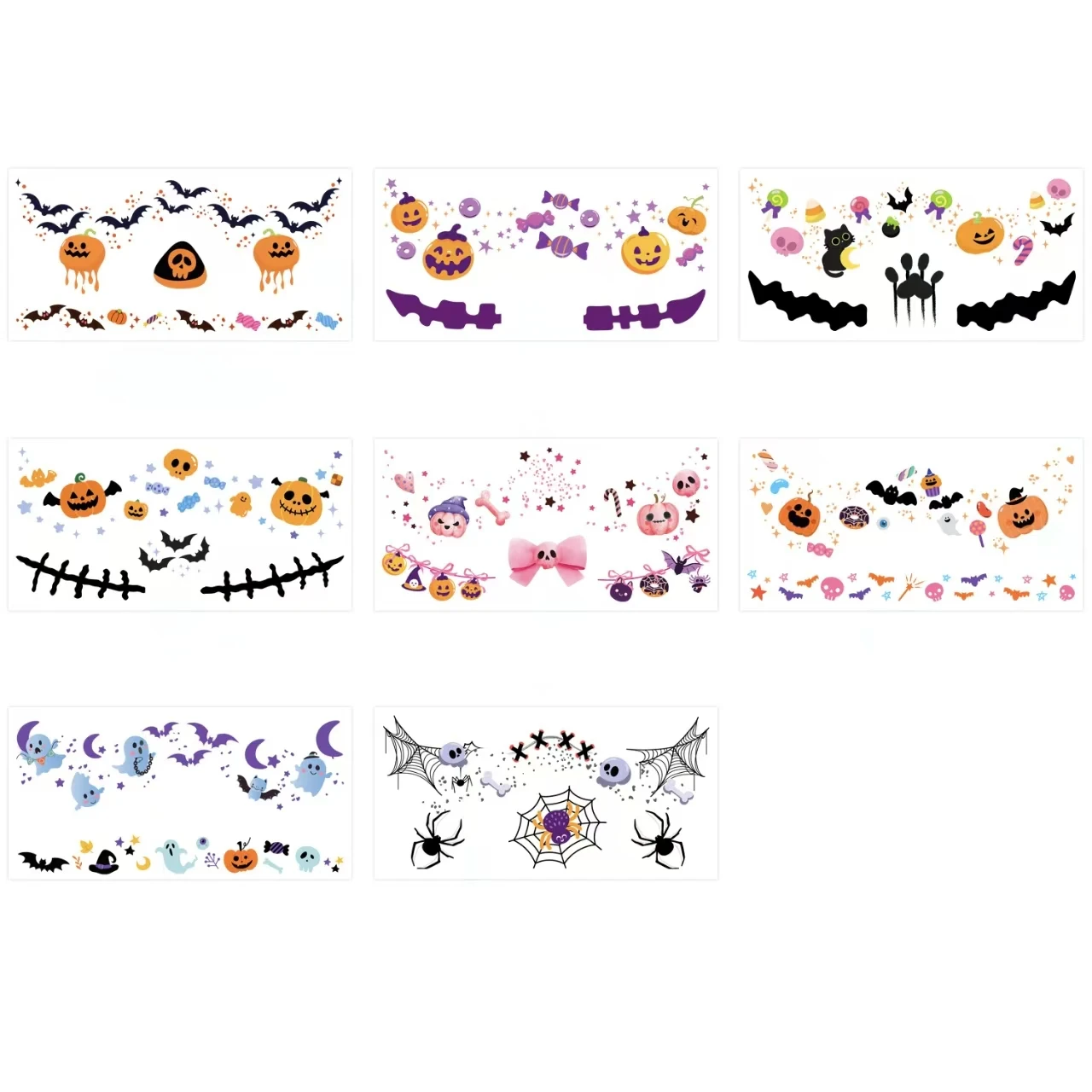 Halloween Blush Face Stickers, Waterproof & Easy to Remove, Cute Temporary Tattoos for Halloween Party Makeup Kit，8 sheets