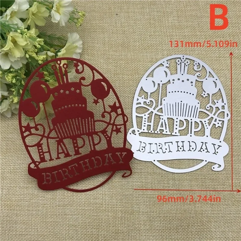 Cut Die Design Happy Birthday Greeting Card Metal Cutting Die Stencil DIY