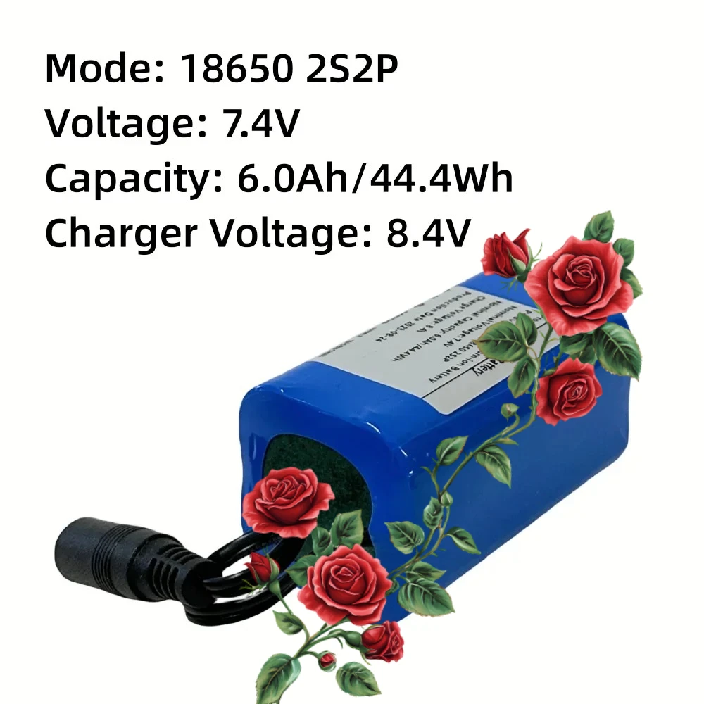 

2S2P 18650 7,4 В 6000 мАч литий-ионный аккумулятор для приманки, лодки, аккумулятор, модель корабля, электронная игрушечная батарея