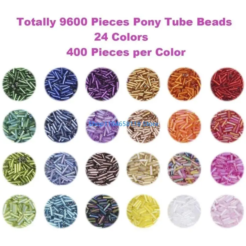 Small Craft Beads Treasure Glass Tube Beads for Handmade Jewelry Comprehensive Color Selection with Crystal String