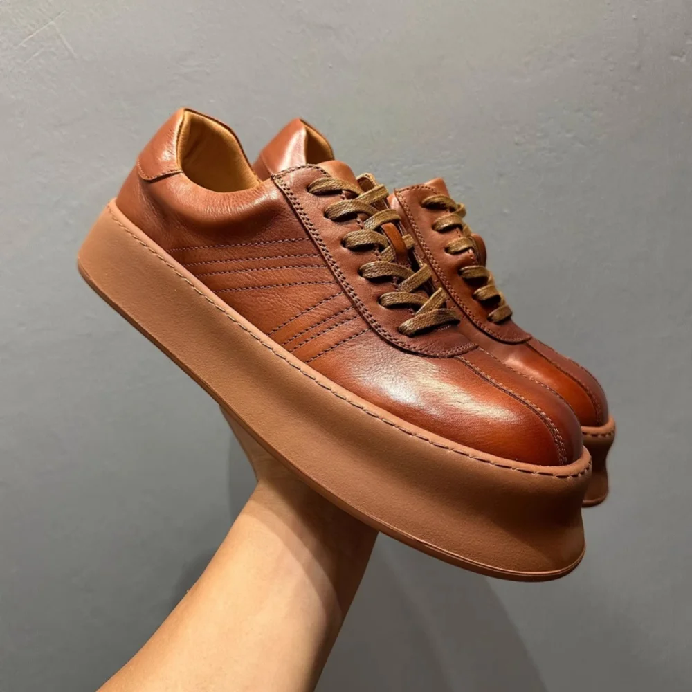 

Leather retro casual shoes for men - breathable thick-soled platform shoes, fashionable and versatile sports shoes
