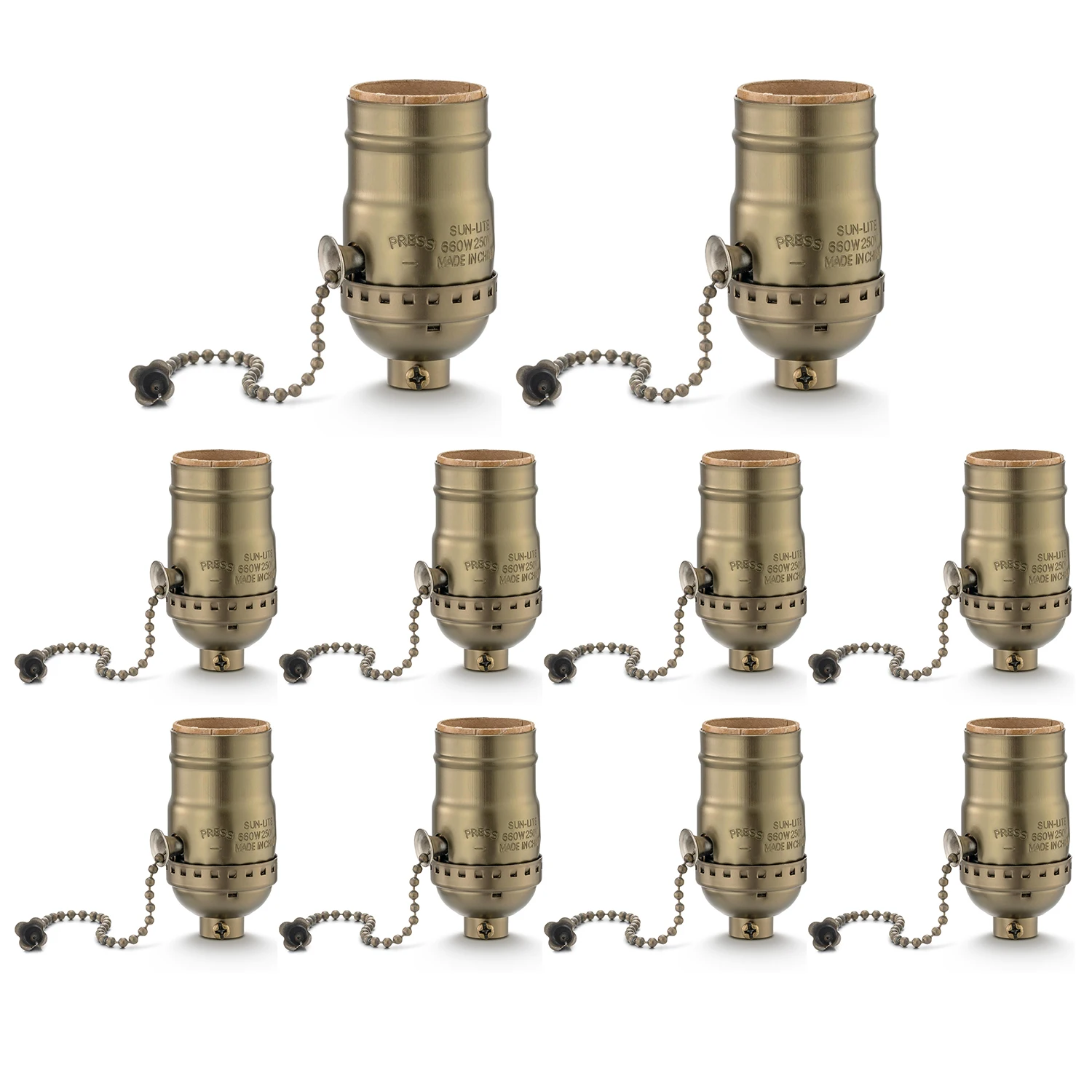 JOYINLED 1/10PCS E27 Vintage Pull Chain Lamp Base Screw Light Bulb Socket Holder with Pull Switch for Table Floor Lamps