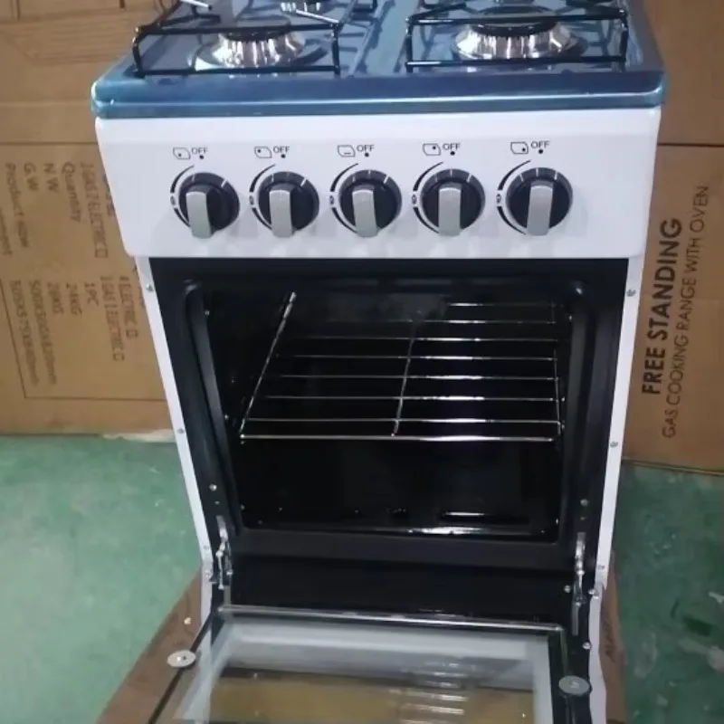 Gas Oven with Integrated Upright Liquefied Petroleum Gas Tank and 4 Burners Enamel Material Independent Burner