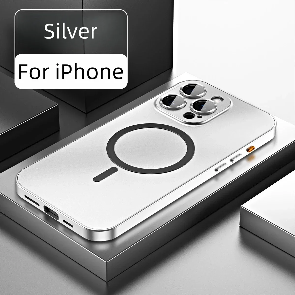 NONE Magnetische Hülle mit Aluminium-Metallrahmen für iPhone 17, Air 16, 15, 14, 13, 12, Pro Max Plus, Magsafe Wireless Charge PC-Rückwand, harte Abdeckung 3