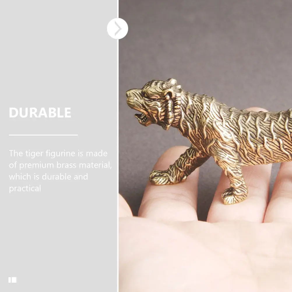 Retro Small Brass Tiger Statues Desktop Paperweight Vintage Creative Animal Decor Office Car Indoor Decoration