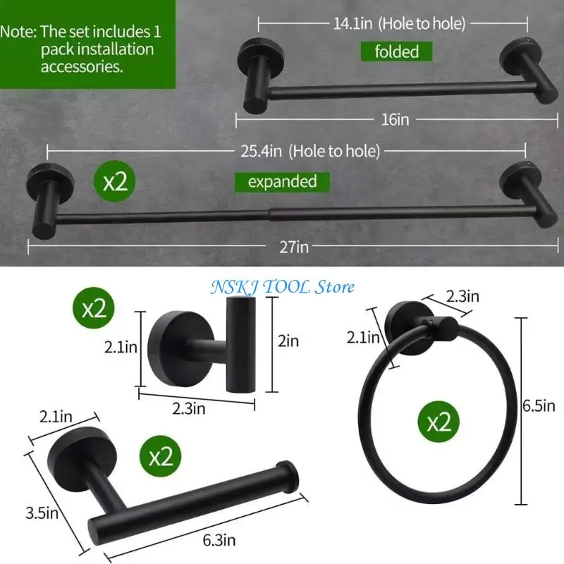 L8RC Stainless Steel Bathroom Hardware Set Towel Rack Adhesive Towel Rings Robe Hook Toilet Paper Holder kitchen Towel Rod