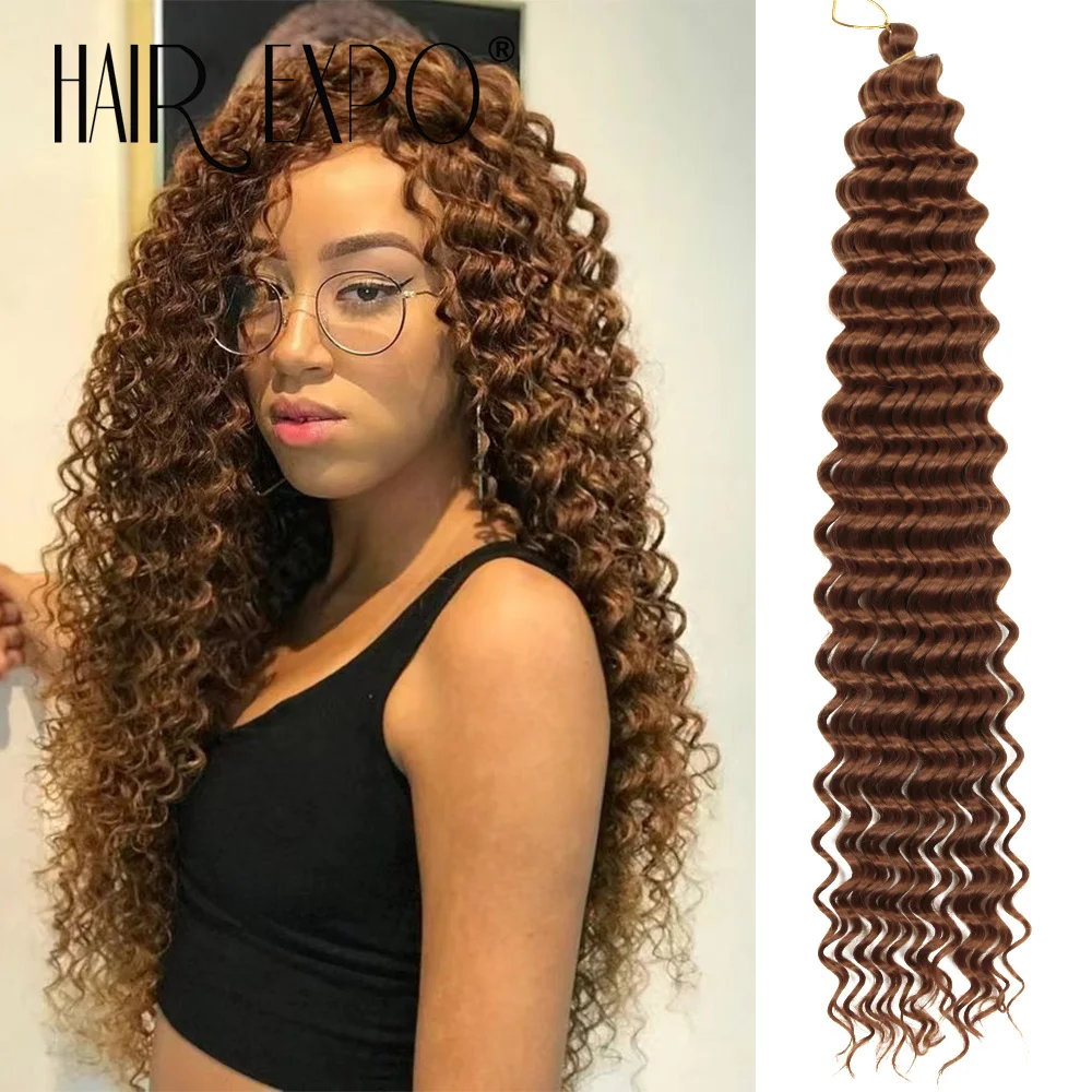 

22Inch Deep Wavy Twist Crochet Hair Synthetic Curly Hair Crochet Braids Hair Ombre Water Wave Braiding Hair Extensions For Women